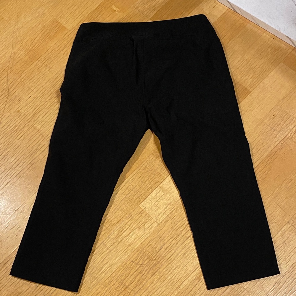 Simon Chang Black Stretch Ponte Pants with Hem Eyelet Trim - Picture 4 of 4
